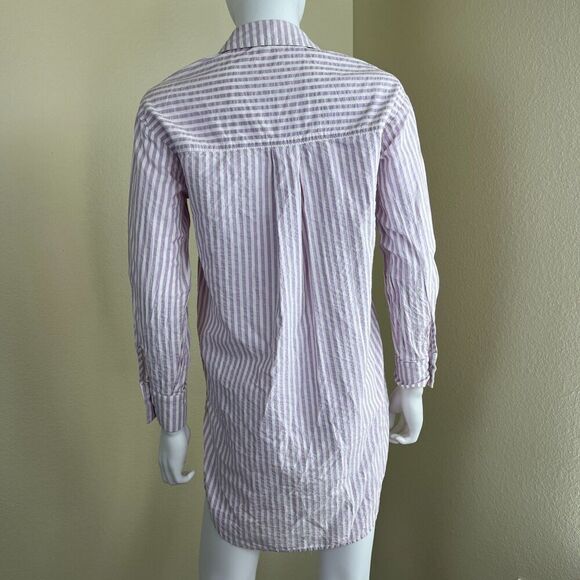 Anthropologie Women's Size XXS Longline Buttondown Striped Tunic Shirt Blouse - Picture 7 of 13
